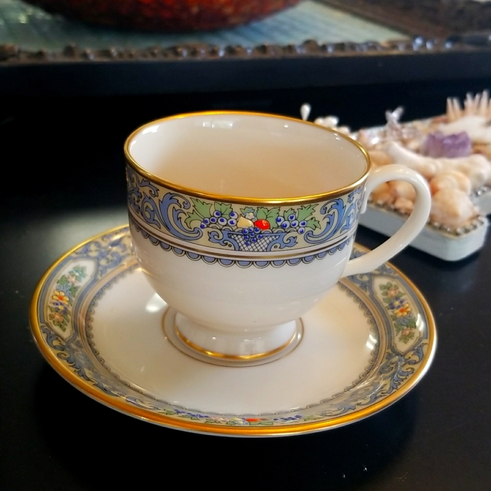 Set of six cup and saucer Lenox Autumn pattern fine china